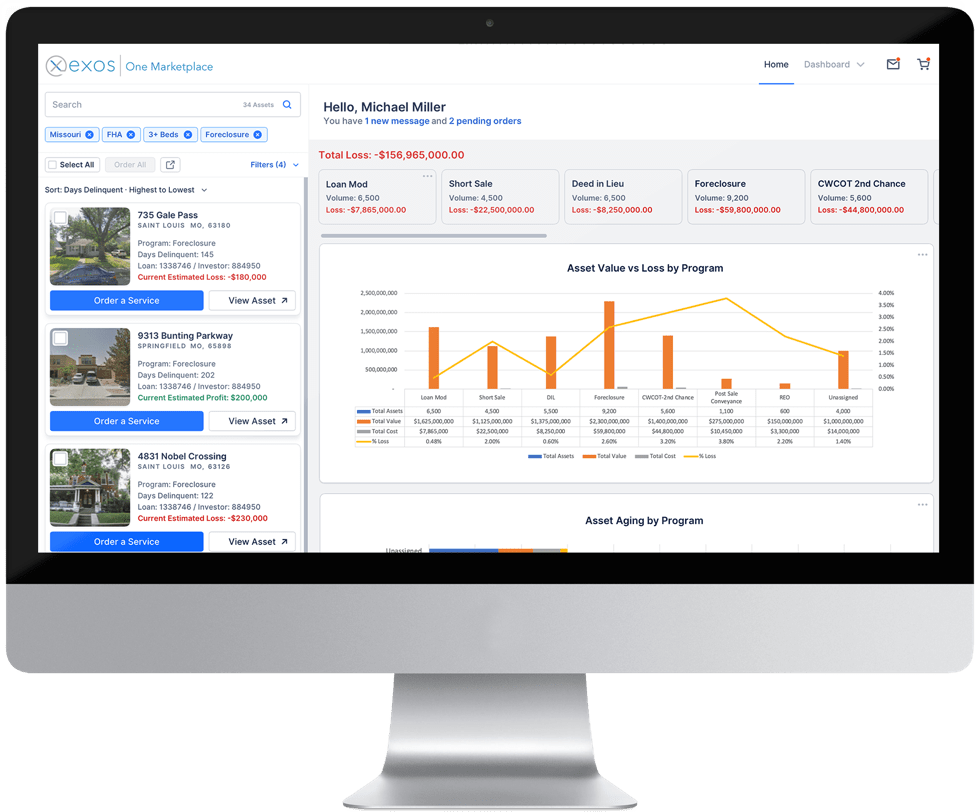 ServiceLink default solutions displayed on a desktop computer